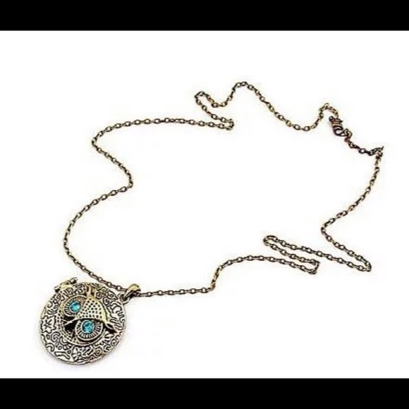 NEW!💙💎🦉OWL! GOLDEN ANTIQUE LOCKET!🦉💎💙AWESOME - Picture 7 of 8